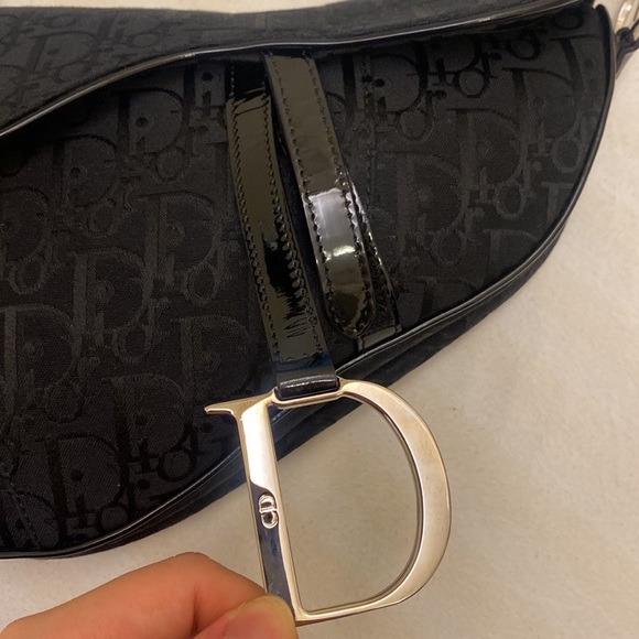 Vintage Dior saddle bag black in monogram classic authentic mint silver - Picture 9 of 12